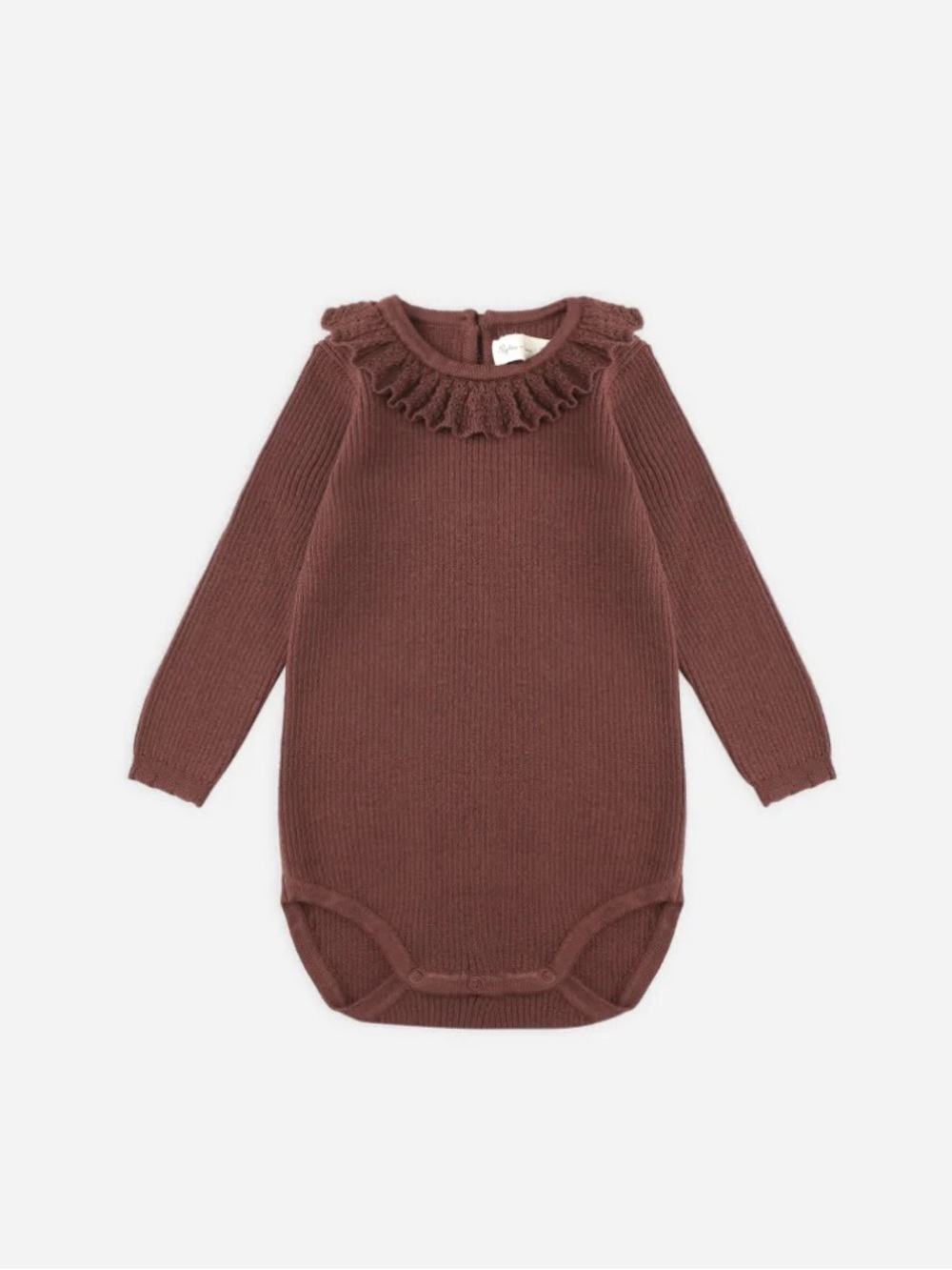 Rylee + Cru Ruffle Collar Bodysuit Burgundy 6-12M Baby Girl Knit One Piece